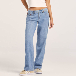 Jeans de Mezclilla a la Moda para Mujer, Pantalones Rectos con Lavado Ácido Azul, Cintura Baja, Talla Grande, Personalizados, Venta al Por Mayor - Product Image 1
