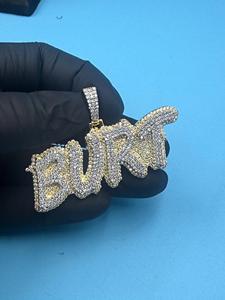 Nuevo Colgante con Nombre Estilo Vintage, Chapado en Oro sobre Plata de Ley 925, con Incrustaciones de Diamantes Moissanite, Estilo Hip Hop, Regalo de Boda - Product Image 4