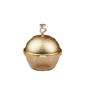 Gold Plated Top Acrylic Base Premium Quality Modern Metal Arabic Date Bowl Set Eco-Friendly Durable Kitchen Serveware <b>with</b> <b>Lids</b> - Product Image 1