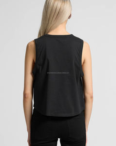 Camisetas sin mangas para mujer, de algodón, corte ajustado, con logo personalizado, cuello acanalado, longitud corta, transpirables y de secado rápido - Product Image 4