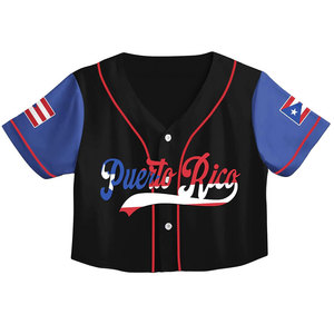 Crop top de baseball personnalisé pour femmes, impression par sublimation, logo d'équipe, numéro, jersey en polyester de qualité supérieure - Product Image 3