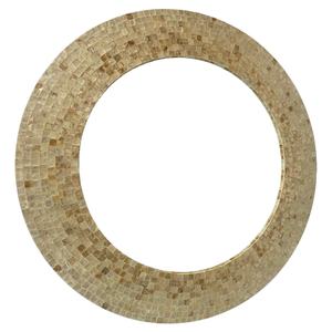 Miroir rond exquis en nacre, mosaïque de coquillages bruns naturels, cadre décoratif mural pour projets de design d'intérieur - Product Image 1