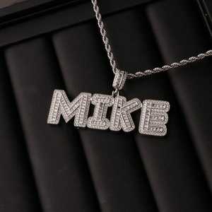 Mike Letter Pendant Moissanite Brilliant Cut 925 Sterling Silver Silver Plated Claw Setting Hiphop Men's Jewelry Everyday Wear - Product Image 6