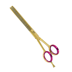 Ciseaux professionnels de désépaississement de cheveux de 6 pouces, dorés, à pointe arrondie, faible MOQ, en acier japonais, avec manche, OEM - Product Image 5