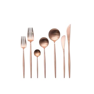 Ensemble de couverts en acier inoxydable plaqué or de haute qualité, écologiques, design moderne, manche fin, pour mariage et hôtellerie - Product Image 3