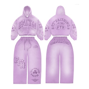 Conjunto Deportivo Urbano, Cortavientos, de Secado Rápido, Transpirable, Estampado, con Sudadera con Cremallera Completa y Pantalones, 100% Algodón, Corte Regular, Unisex - Product Image 4