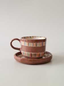 Vintage Japanese Bohemian Light Luxury Retro Ceramic Coffee <b>Cup</b> and Saucer Set with Handle Exquisite High-End Export By UO INDIA - Product Image 4