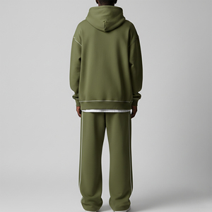 Sweat-shirt à capuche et pantalon de jogging amples en molleton 100 % coton de haute qualité, avec broderie contrastée et cordon de serrage, imprimés sur mesure - Product Image 2