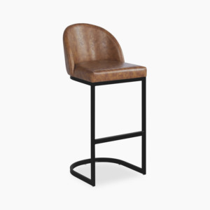 Bar <b>stools</b> made of iron legs <b>with</b> foam seats and <b>backs</b> covered in synthetic leather in custom colors for indoor and outdoor use - Product Image 1