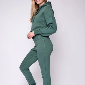 เสื้อครอปท็อปผู้หญิง เสื้อฮู้ดดี้ทรงครอปทันสมัย ผ้าฝ้ายเนื้อนุ่ม ฮู้ดปรับได้ แขนยาว สวมใส่สบาย แฟชั่นสตรีทแวร์ - Product Image 6