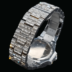Reloj de Diamantes Unisex de Lujo, Movimiento de Cuarzo Analógico, Caja Octogonal, Esfera de 44 mm, Cristal de Zafiro, Cierre de Mariposa - Product Image 5