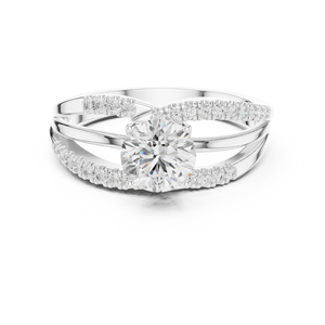 แหวนเพชรเม็ดเดี่ยวแบบมินิมอลคลาสสิกทองคำขาว 14K เพชรเพาะเลี้ยงในห้องปฏิบัติการ ดีไซน์ Eterna Twist แหวนเพชรแบบสานสุดคลาสสิกเหนือกาลเวลา - Product Image 1