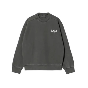 คุณภาพแขนยาวลูกเรือคอไหล่ล้างกรดเสื้อผู้ชาย - Product Image 4