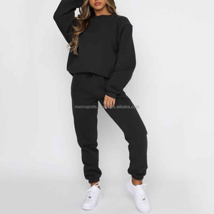 Women Casual Cropped Zipper Vendor Wholesale Blank <b>Brown</b> Private Label Fleece Dropshipping Women Clothing Sweat Suits Set - Product Image 1