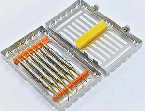 Kit d'instruments dentaires pour implants Sinus Lift en acier inoxydable allemand de haute qualité, 5 pièces, avec cassette, manuel, certifié CE, par GS - Product Image 1