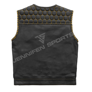Gilet de moto en cuir personnalisé pour homme, style club, sans manches, respirant, coupe diamant, multi-poches, bandana, idéal pour l'hiver - Product Image 4