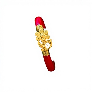 22K Solid Gold Floral Pola <b>Bangle</b> Traditional Bengali Red Resin Bracelet Handcrafted <b>Indian</b> Wedding Jewelry for Women - Product Image 2