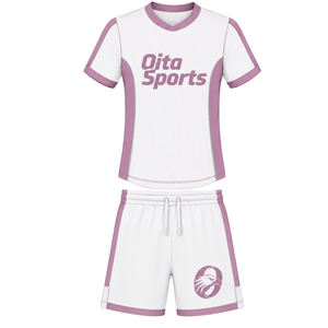 Conjunto de Camiseta y Pantalones Cortos de Rugby Blanco y Rosa, Cuello en V, Uniforme de Equipo Personalizado, Ropa Deportiva Transpirable para Entrenamiento - Product Image 1
