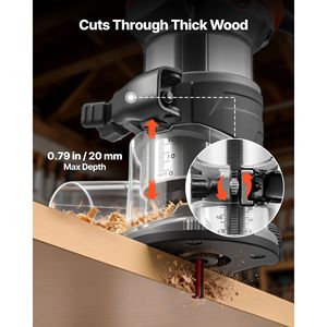 Fresatrice per legno da 1 HP 710W con velocità variabile, mandrino singolo, avvio graduale, base fissa compatta da 1/4 di pollice, fresatrice palmare, rifilatrice per bordi - Product Image 3