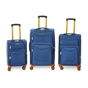 Blue Polyester Luggage With 4 <b>Wheels</b> Soft Handle Zipper Closure Lightweight Travel <b>Suitcase</b> Modern Design Unisex - Product Image 1
