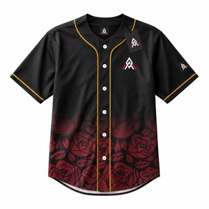 Camiseta de Béisbol Negra con Diseño Floral de Alta Calidad para Hombre, Manga Corta, Cierre de Botones, Absorbe la Humedad, Poliéster, para Todas las Temporadas, Ropa Deportiva de Equipo - Product Image 6