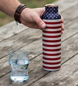 Trendy <b>Copper</b> Water <b>Bottle</b> With Flag Design Leak Proof Modern Style For Daily Hydration Travel Home Office Hiking - Product Image 4