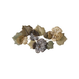 Décoration murale en métal de haute qualité, artisanale, en fer doré, fleurs et feuilles, pour salon, chambre, décoration intérieure - Product Image 1