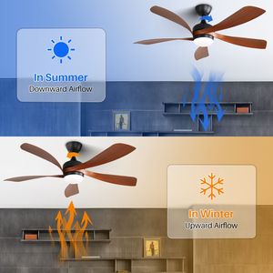 52-Inch Indoor <b>Ceiling</b> <b>Fan</b> with 3 Color Dimmable DC Motor 5 ABS Blades Remote Control & Reversible <b>Black</b> Wi Model W882P146311 - Product Image 3