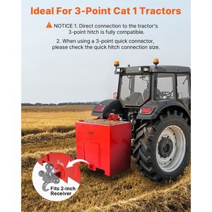 Caja de Balasto para Tractor de 3 Puntos, Categoría 1, Resistente a la Corrosión, Capacidad de Carga de 800 lb, con 2 Receptores de Enganche - Product Image 2