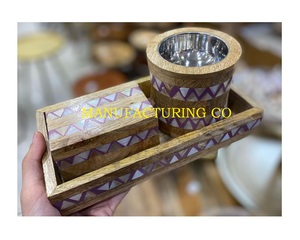 Quemador de Incienso de Madera de Mango con Incrustaciones de Nácar, Bandeja y Caja Acrílica, Hermoso Quemador de Bakhoor con Incrustaciones de Hueso, Mabkhara - Product Image 5