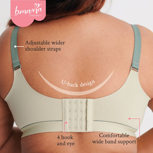 Soutien-gorge d'allaitement vert de haute qualité XXL sans couture grande taille couvrance totale bonnet 3/4 à armatures doux avec bouton de libération rapide pour usage quotidien - Product Image 4