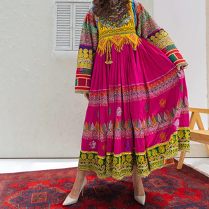 New Arrival Modern Tone Knee-Length Afghan Kuchi Wedding <b>Dresses</b> Handmade Multicolor Tribal Appliques Afghan Kuchi <b>Dress</b> - Product Image 4