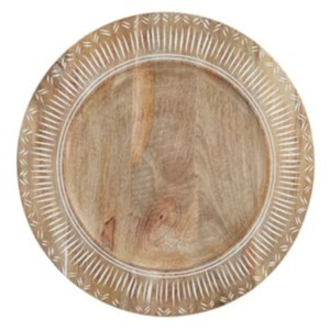 Plato Redondo de Madera para Servir, Diseño Minimalista Hecho a Mano, Platos con Patrón Sólido Pulido, Juego de Platos para Servir Debajo de los Platos Principales - Product Image 2