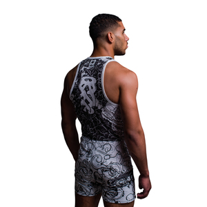 Débardeur de lutte personnalisé par sublimation pour hommes, sans manches, imprimé, 100 % polyester, pour haltérophilie - Product Image 1