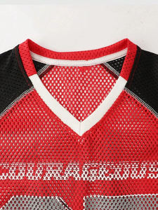 T-shirts personnalisés de haute qualité avec logo imprimé, col en V, coupe ample, style basket-ball, football, maillot de foot en mesh pour hommes - Product Image 2