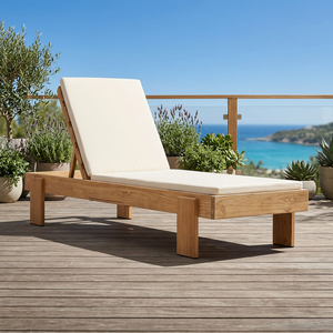 Chaise longue d'extérieur en teck avec dossier réglable pour projets hôteliers et de complexes hôteliers - Product Image 3