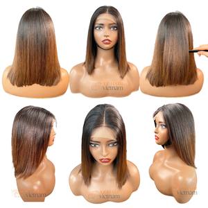 Pelucas de cabello humano vietnamita suave y sedoso de la mejor calidad, sin pegamento, 10 pulgadas, cabello liso de hueso, peluca Frontal de encaje suizo/HD - Product Image 3