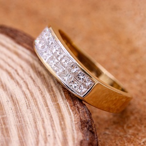 Alta calidad diamante piedra preciosa 18K oro amarillo sólido hecho a mano mujeres Anillos De Compromiso joyería para mayorista - Product Image 4