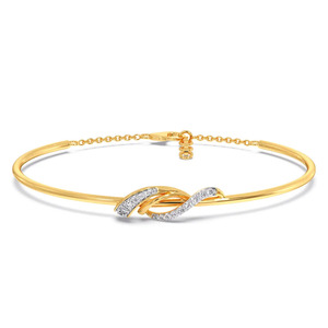Twisted <b>Infinity</b> Diamond <b>Bracelet</b> with Yellow Gold Slim Frame and Elegant Interwoven Center Design - Product Image 2