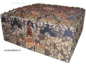 Hand-Carved Eco-Friendly Polished Customized Velvet Home Decoration Fancy Embroidered Designer Brass Inlay <b>Rectangular</b> Jewelery - Product Image 2
