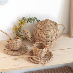Meilleur choix d'accessoires de jouets pour enfants théière en rotin pour enfants ensemble de théière et de tasses pour les petits enfants - Product Image 5