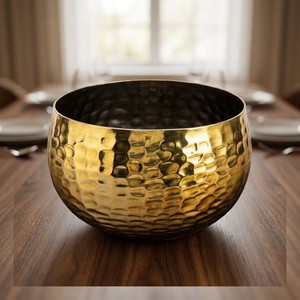 Maceta Moderna de Metal Forjado a Mano con Patrón Circular, Electrochapada, Duradera, de Gran Capacidad, para Escritorio/Mesa - Product Image 1