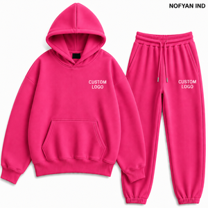 Ensemble de survêtement unisexe surdimensionné en coton écologique OEM ODM, style hip-hop, avec sweat à capuche et pantalon de jogging personnalisés, streetwear premium, marque privée - Product Image 4