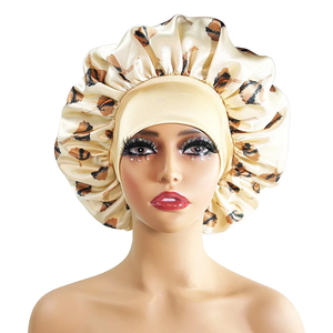 Bonnet de nuit en satin de soie grande taille, imprimé floral, avec bande élastique réglable, haute densité, unisexe, pour tresses et cheveux bouclés - Product Image 4
