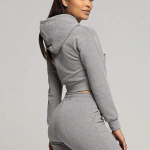 Conjunto Deportivo de 2 Piezas para Mujer, Primavera 2025, OEM, Personalizado, Top Corto y Sudadera con Capucha Oversize - Product Image 3