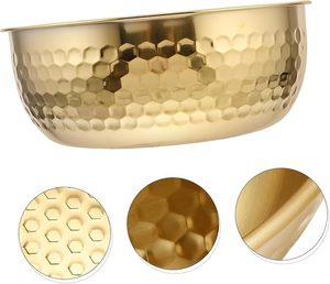 Hammered Stainless Steel Salad Mixing Bowl Deep Round Metal Serving Bowl for Salad Fruits Snacks <b>Kitchen</b> <b>Prep</b> Dining <b>Table</b> Use - Product Image 4