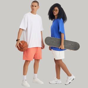 T-shirt en coton surdimensionné personnalisé avec logo frontal pour hommes et femmes, col rond, manches courtes, imprimé, respirant, tricoté, coupe classique - Product Image 3