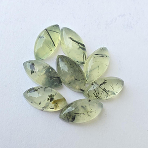 Prehnita Verde Natural, Cabujón Marquise de Rutilo, Parte Posterior Plana, Calibrado, Gema AAA+, Certificado por Terceros, Rajasthan, para Joyería - Product Image 2