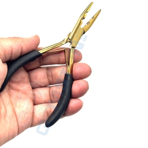 Alicate Profesional de Acero Inoxidable de 2 Orificios para Extensiones de Cabello, Cerrador de Microperlas de 5.5 Pulgadas, Herramienta de Engarzado para Micro Anillos, Uso Comercial Dorado - Product Image 3