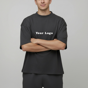 เสื้อยืดผู้ชายคอตตอน 100% ทรงหลวม ไหล่ตก พิมพ์ลายโลโก้แบบ DTF ตามสั่ง สินค้าใหม่ปี 2026 ขายส่ง เป็นมิตรต่อสิ่งแวดล้อม - Product Image 1